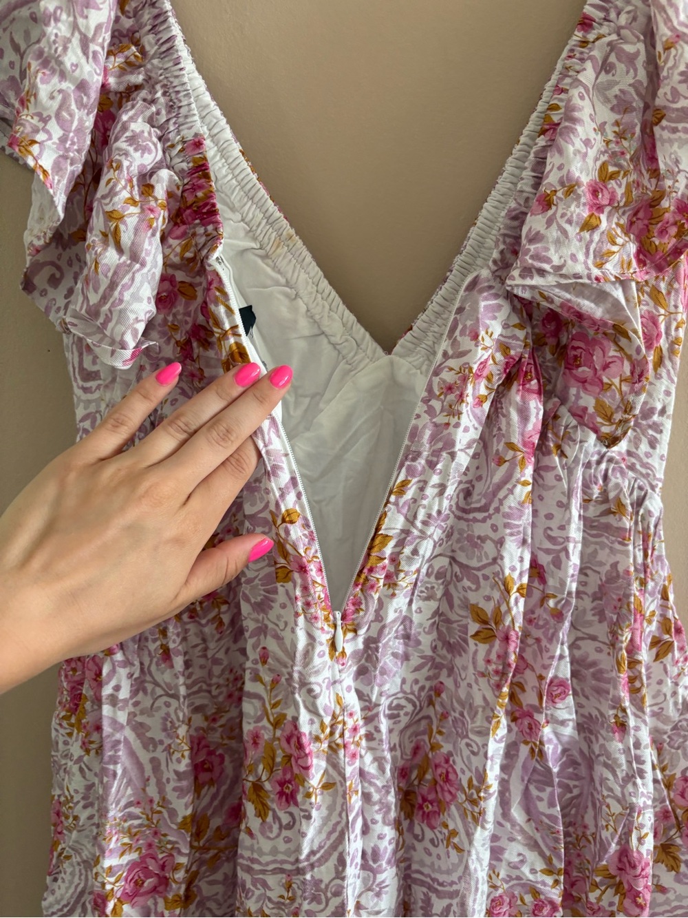 Lulus Kory Lilac Multi Print Flutter Sleeve Mini Dress Size Medium Beach Boho - Picture 8 of 9